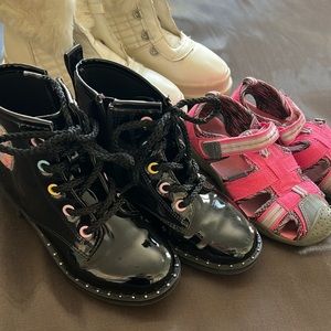 Lot 3 pair girls shoes pediped jellypop BCBG girl size 28 13M 1  black boots
